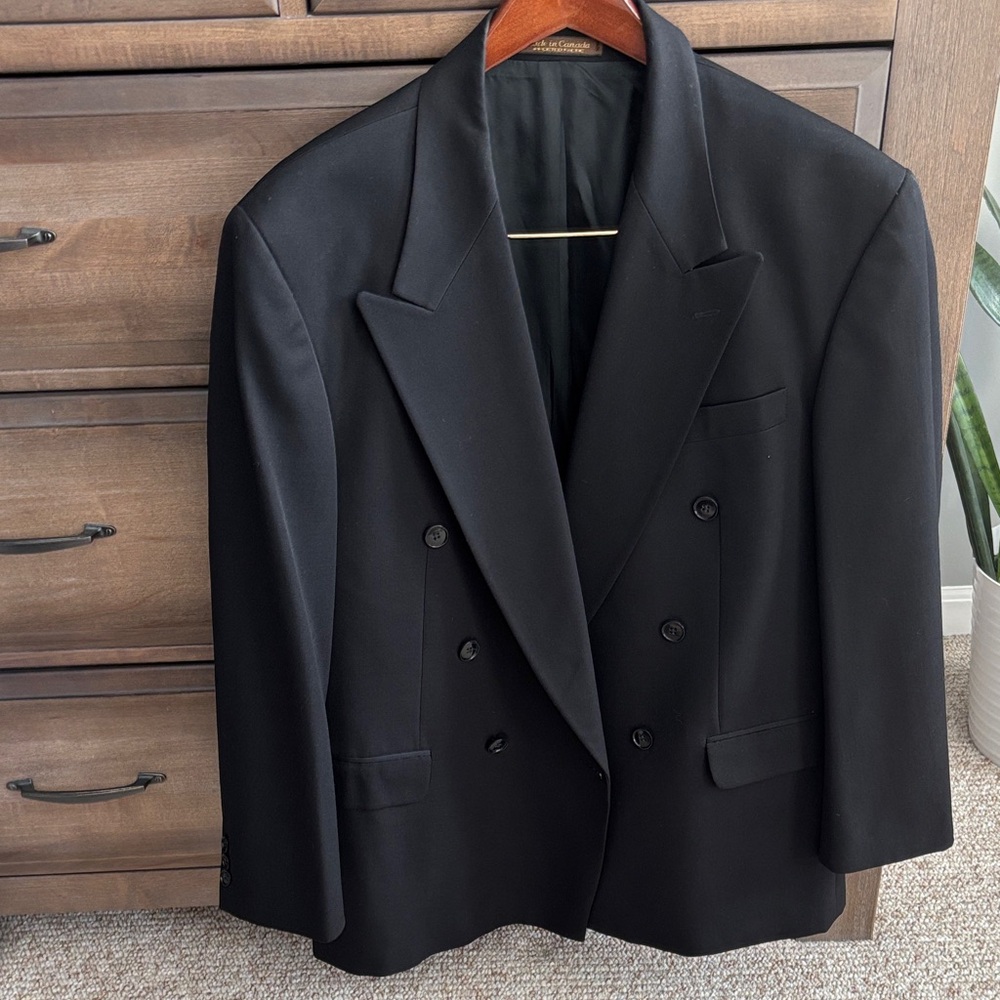 Classic Kasper Black Double-Breasted Blazer